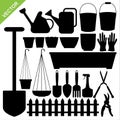 Garden tools silhouettes vector