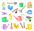 Garden Tools for Soil Cultivation and Agriculture Big Vector Set