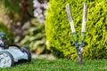 Garden Tools and Summer Backyard Maintenance Theme Royalty Free Stock Photo