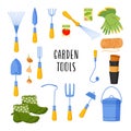 Garden tools vector set isolated on a white background. Spring flat illustration Royalty Free Stock Photo