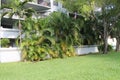 Garden trees at suburban condo building