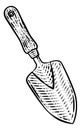 Garden Trowel Spade Gardening Tool Vintage Woodcut