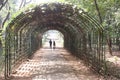 a garden tunnel with flower plant and couple