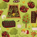 Garden, vegetable beds pattern. Agriculture, farm background. Green nature in the field and vegetable garden Royalty Free Stock Photo