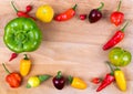 Garden vegetable mix varieties on a wood plank background Royalty Free Stock Photo