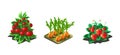 Garden vegetables and berries, carrot, tomato, strawberry, game user interface nature elements for video computer games