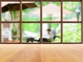 Garden view from wooden window