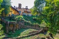 Garden at Vittoriale degli italiani palace at Gardone Riviera in Italy