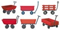 Garden wagon cartoon vector illustration on white background. Farm wheelbarrow set icon.Vector illustration set icon