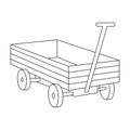 Garden wagon vector outline icon. Vector illustration farm cart on white background. Isolated outline illustration icon