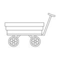 Garden wagon vector outline icon. Vector illustration farm cart on white background. Isolated outline illustration icon