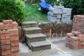 Garden wall under construction Royalty Free Stock Photo