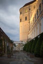 Garden and walls of Mikulov castle at night, Czech Republic