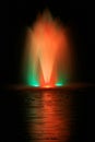 Garden Water Feature Illuminated At Night With Colors Royalty Free Stock Photo