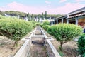 Garden with water feature of villa in Pompeii.