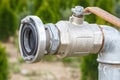 Garden water tap. faucet for watering or for irrigation of agricultural plants in fields Royalty Free Stock Photo