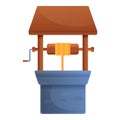 Garden water well icon, cartoon style Royalty Free Stock Photo