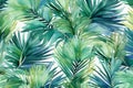 background retro summer design tropical leaf trendy jungle palm pattern seamless. Generative AI.