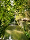 the garden with the waterfall of Queen mary summer house in balcic