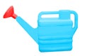 Garden watering can blue with red spray bottle isolated on white background Royalty Free Stock Photo