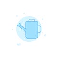 Garden watering can flat vector icon. Filled line style. Blue monochrome design. Editable stroke Royalty Free Stock Photo