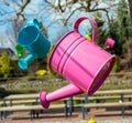 Garden watering can, watering flowers, gardening work Royalty Free Stock Photo