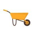 Yellow garden or construction wheelbarrow with one wheel on a white background Royalty Free Stock Photo