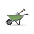 Garden wheelbarrow icon flat design on solid white background Royalty Free Stock Photo