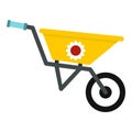 Garden wheelbarrow icon, flat style Royalty Free Stock Photo