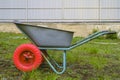 Garden wheelbarrow with solid cast tubeless wheels