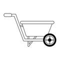 Garden wheelbarrow tool isolated black and white