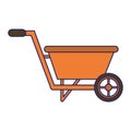 Garden wheelbarrow tool isolated blue lines