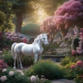 A garden where flowers bloom in the shape of legendary creatures like unicorns and griffins2 Royalty Free Stock Photo