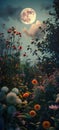 A garden where the flowers sing lullabies in the moonlight Royalty Free Stock Photo