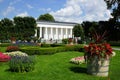 Garden with white pillar building Royalty Free Stock Photo