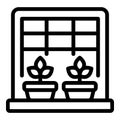 Garden on a windowsill icon outline vector. Window plant