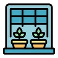 Garden on a windowsill icon vector flat