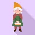 Garden woman gnome icon, flat style