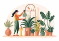 pot woman hobby indoor houseplant green botanist flower entrepreneur florist gardener. Generative AI. Royalty Free Stock Photo