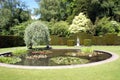 water lily pond in a topiary garden