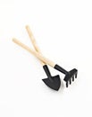 Garden wooden shovel, rake, isolated on a white background Royalty Free Stock Photo