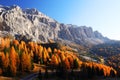 Autumn landscape in Passo Gardena, Dolomites, South Tyrol