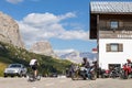 Frara Refuge Gardena Pass, South Tyrol, Italy on August 8, 2020. Unidentified people