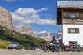 Frara Refuge Gardena Pass, South Tyrol, Italy on August 8, 2020. Unidentified people