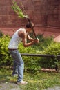 Gardener at the Agra Fort