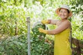 Gardener composting grass Royalty Free Stock Photo