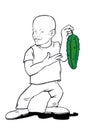 Gardener with cucumber