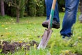 Gardener digging in a garden with a spade Royalty Free Stock Photo