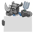 Gardener Rhino Cartoon Handyman Tool Mascot