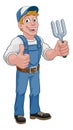 Gardener Garden Fork Tool Handyman Cartoon Man